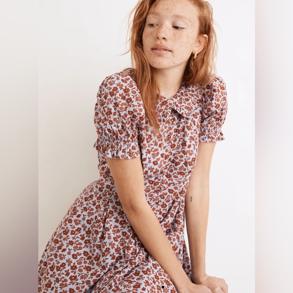 NWT Madewell Collared Puff-Sleeve Mini Dress in Piccola Floral, Size 6 - Picture 4 of 16